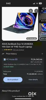 Asus zenbook duo 14 (16gb /500gb ssd) 2gb graphics