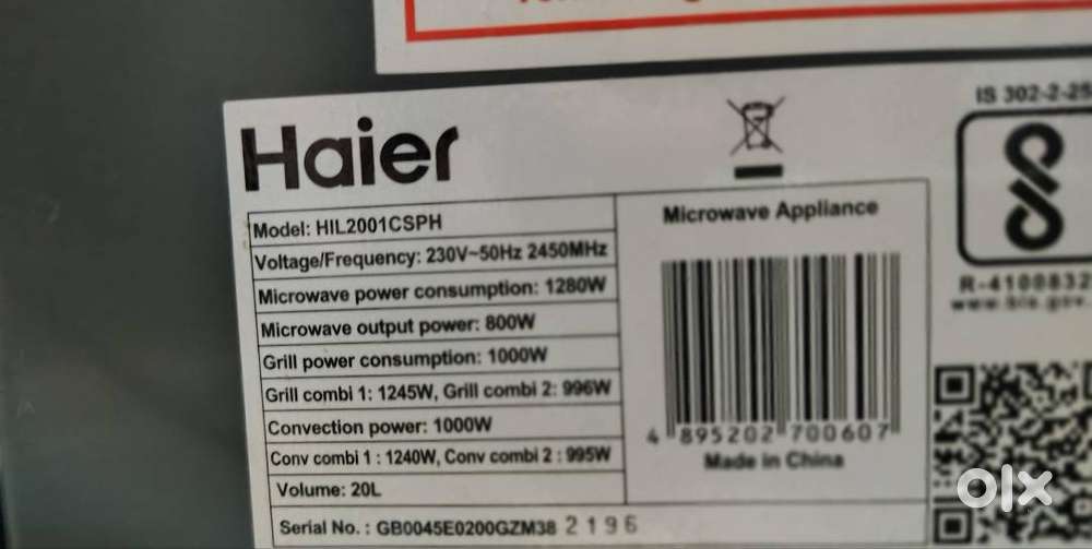 Haier Microwave oven 20Ltr Pure Veg used