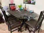 4 seater glass top dining table