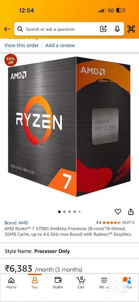 Ryzen 7 5700G, brand new, unused, with Radeon Graphics — ₹15,000 only