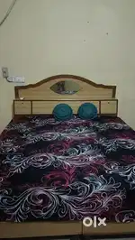 Two room kitchen bathroom furnished bed almirah fan.
