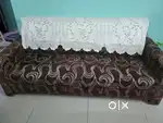 3 + 2 Fabric sofa with teak wood frame