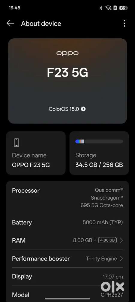 OPPO F23 5g 16 256 80 watt charging support