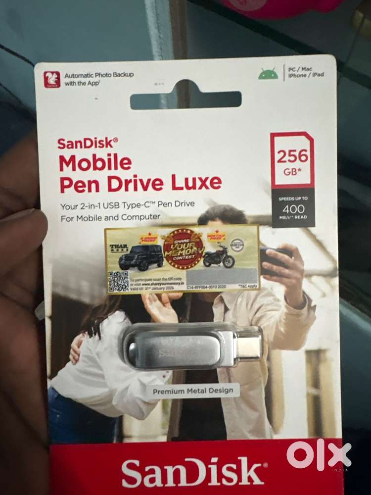 Pendrive of 256 gb metal stylish with c type also