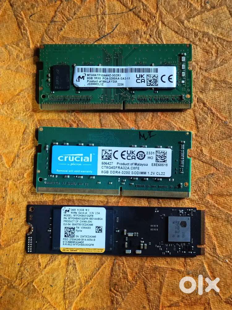 16GB Laptop Ram DDR4, 512GB NVME m.2 SSD