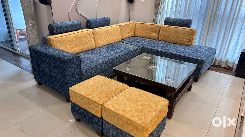 L shape sofa set recently redone with central table