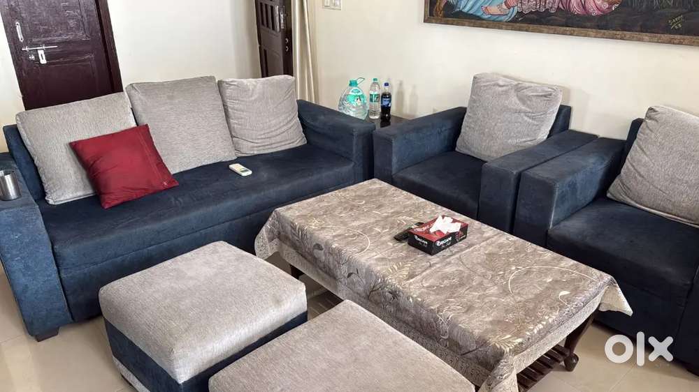7 Seater Sofa with Puffies & Centre Table