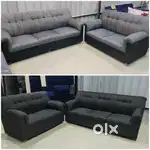 Wooden twist deisgn fabric sofa set