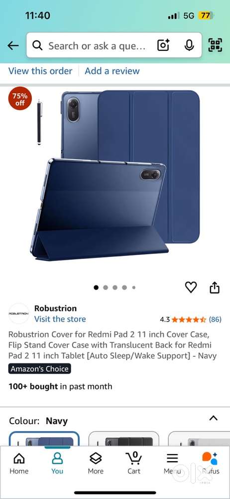 Mi pad 2 tablet cover and screen guard original new pack piece