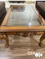 Mango wood carved coffee sofa table honey finish