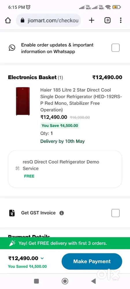 Haier 185L 2 year old Fridge for Sale