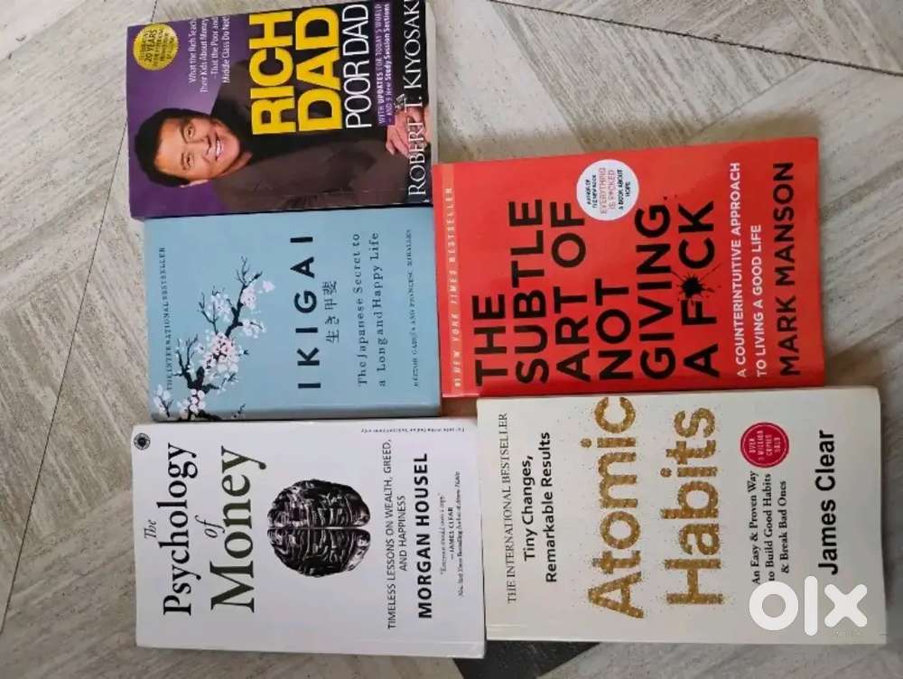 5 book set( ikigai,atomic habit, psychology of money, rich dad poor da