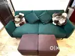Brand new 3 seater sofa with 2 side puffies