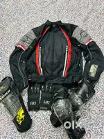 Biker Jacket Gloves and Knee Guard