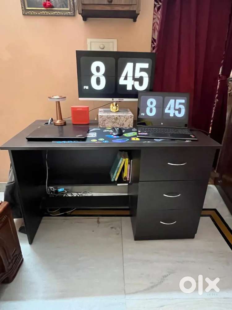 Brand Study table cum computer table 4 X2 ft, walnut color for sale.
