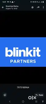 Hiring for jaipur blinkit delivery boy job