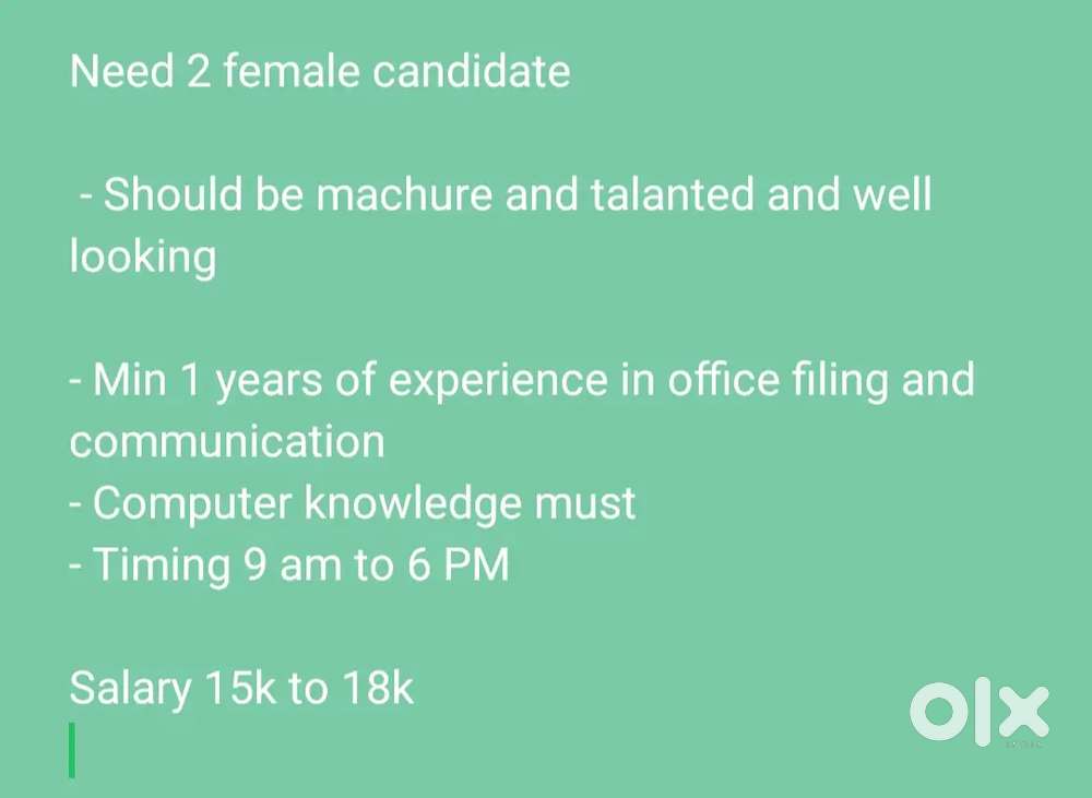 Reception and computer operator