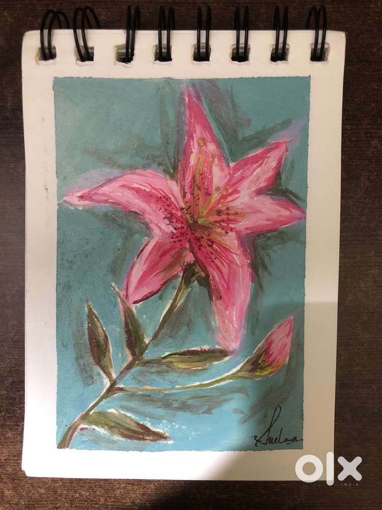 A painting of a pink lily