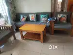 3+1+1 seater wooden sofa set with centre table
