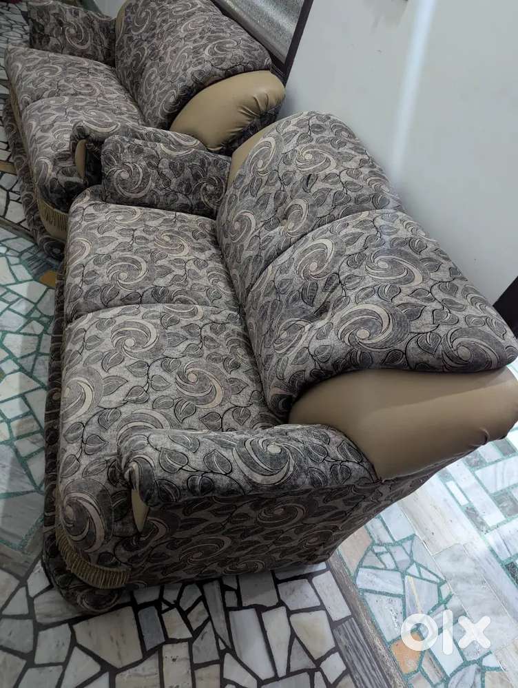Sofa set with glass table