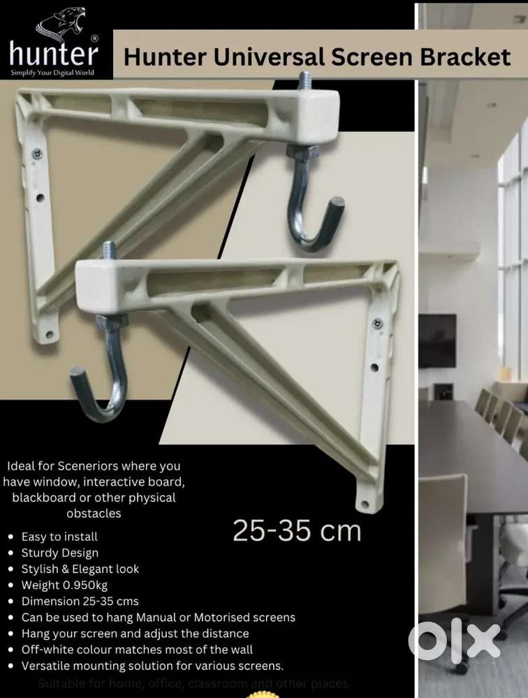 Universal Projector Screen L Shaped Wall Hanger  11 Inch Adjustable