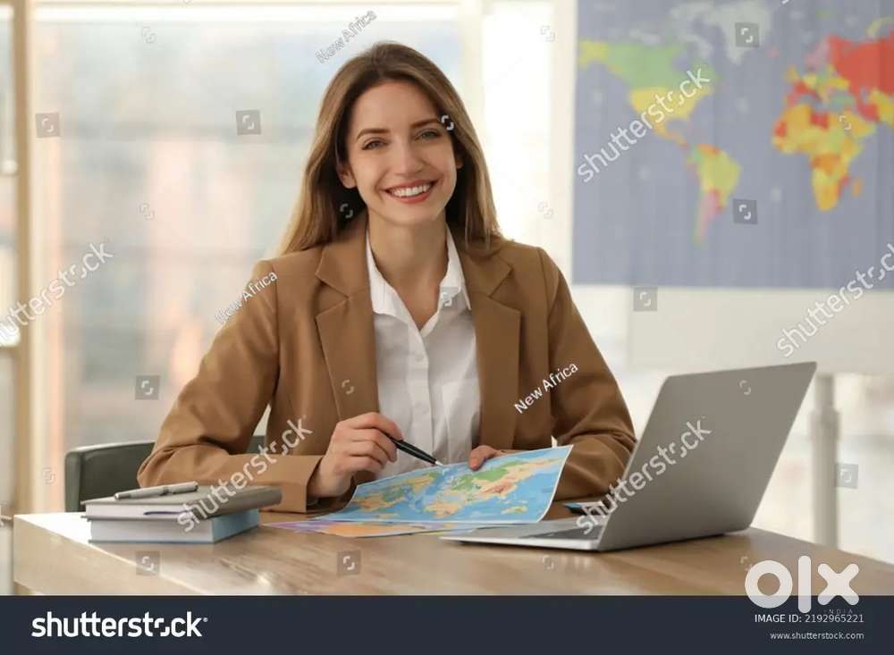 Female receptionist office work
