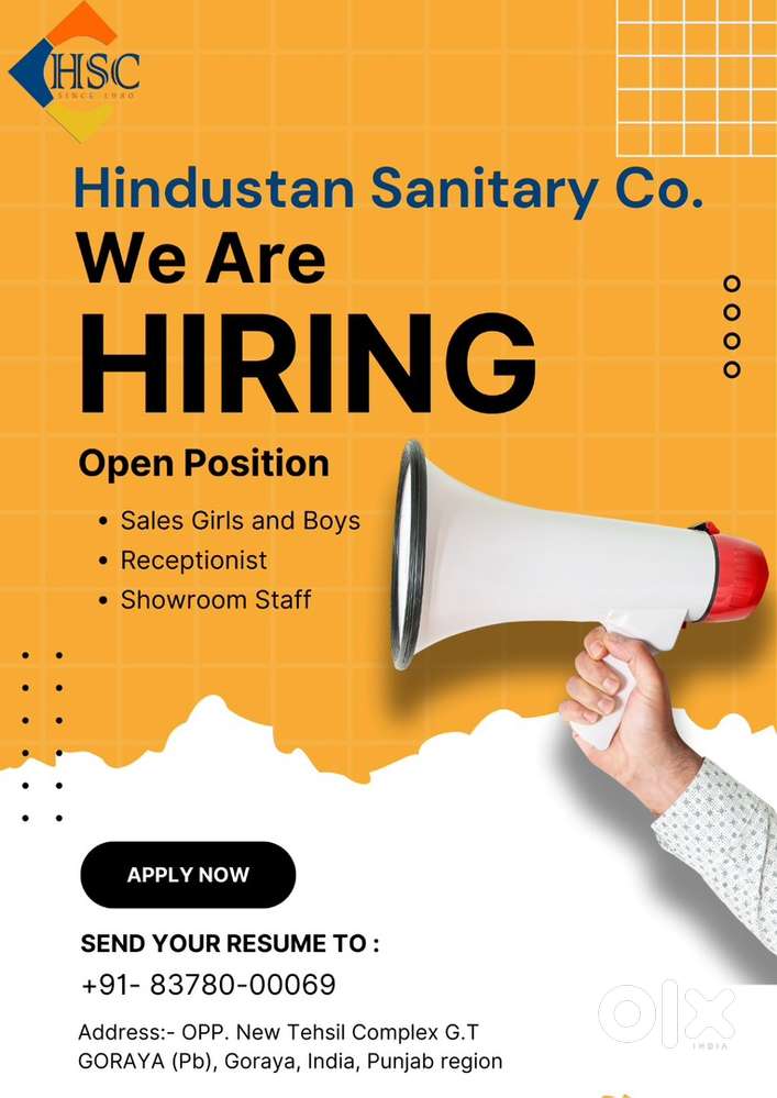 Hiring Sales Girls Boys and Receptionist