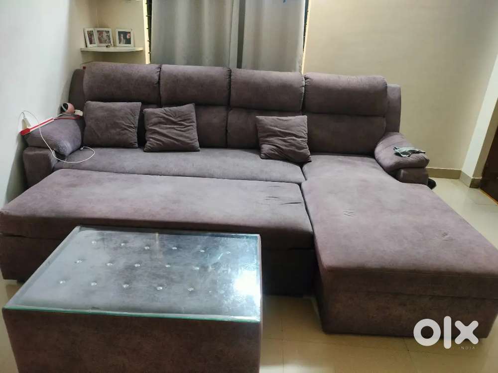 3 Seater Sofa cum bed with Lounge for sale
