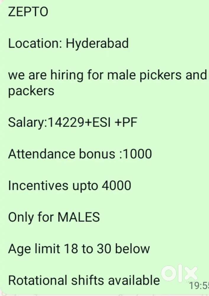 Wanted to picking packing boys in Hyderabad