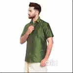 TRENDY SILK SILK  SHIRT + SINGLE VELCRO POCKET DHOTI -COTTON