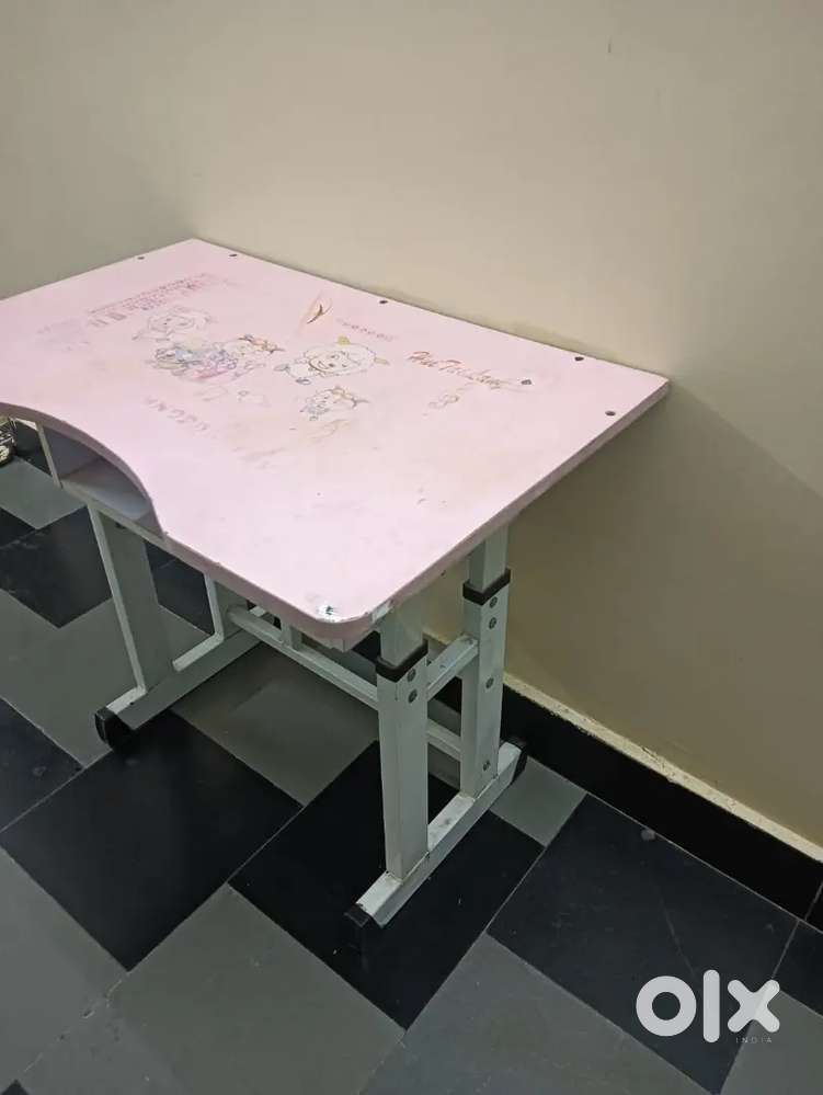 Pink barbie Study Table with shelf rack