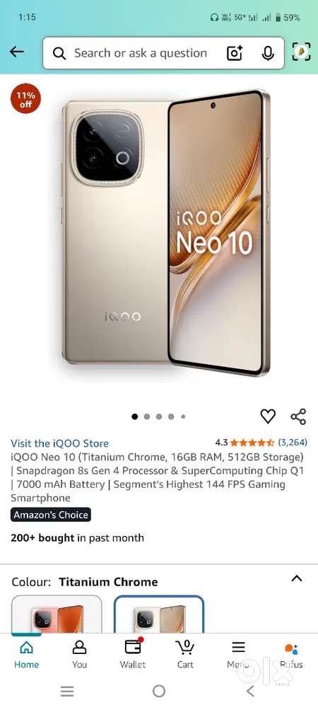 iQOO neo 10 mobile, 8gb and 256 gb, one month old only