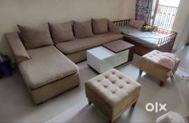 Sofa with Puffer and centre table