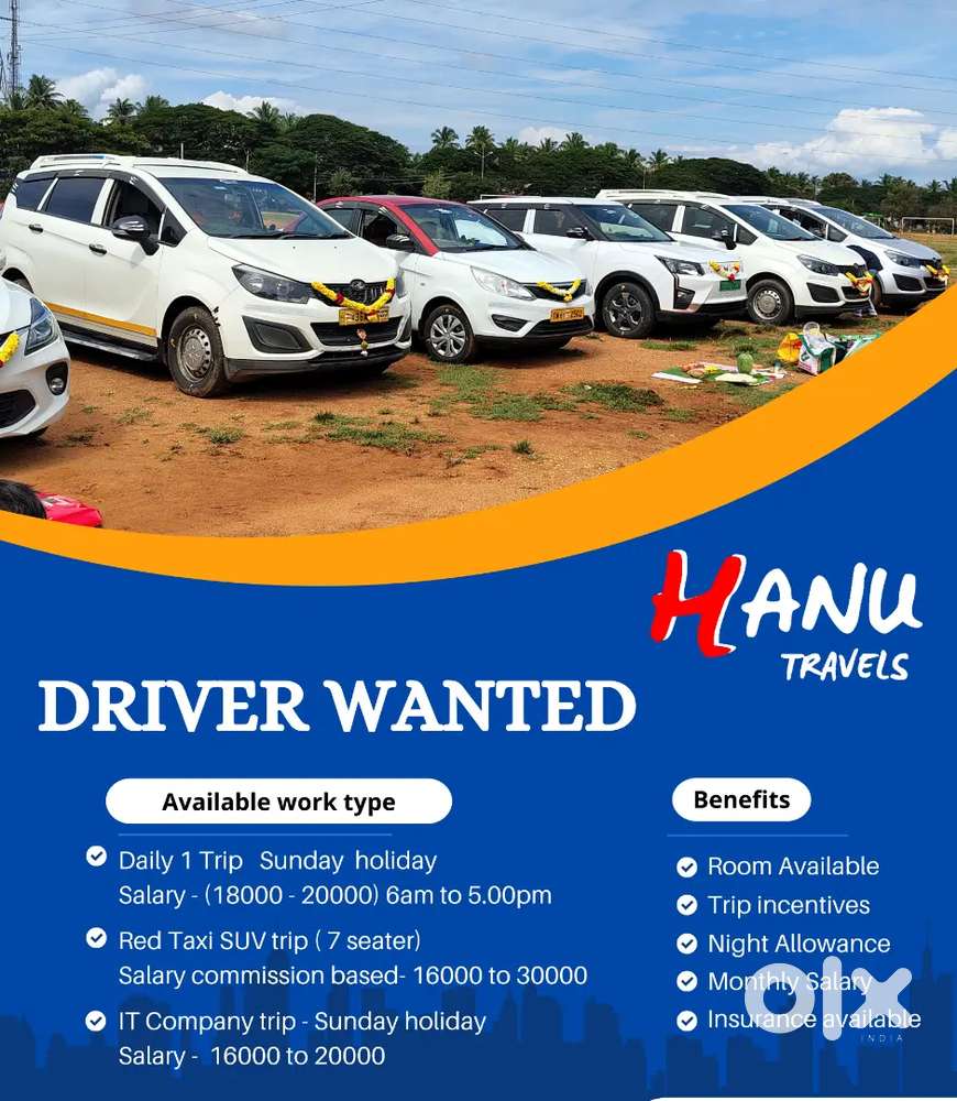 Car Driver Needed in CBE for Taxi, IT company, Tourist & Outstation