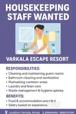 Resort Housekeeping Staff - Location Varkala, Kerala