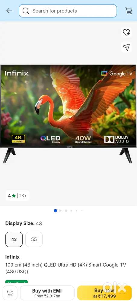 Brand new Infinix Tv 43 inch. Free 3 yrs warranty
