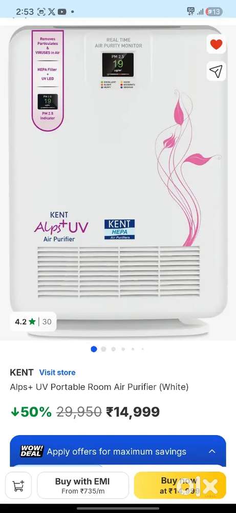 Air purifier Kent alps+ UV