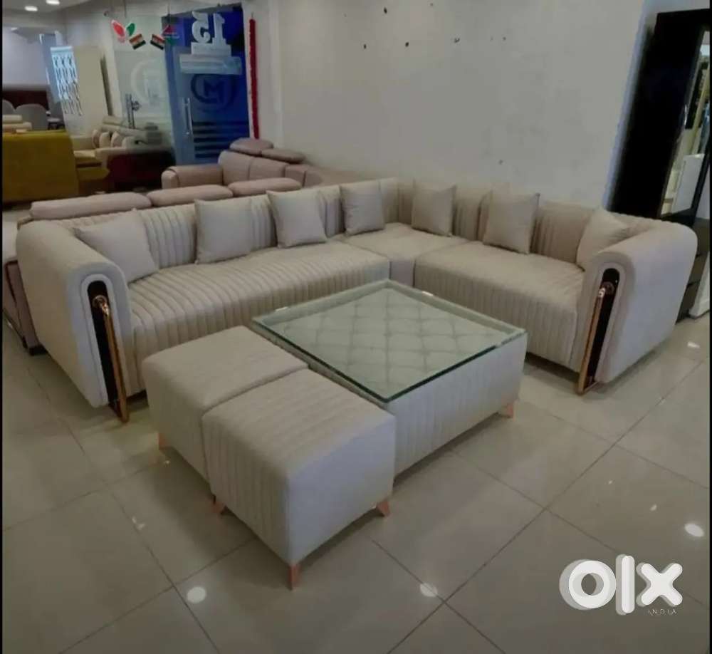 NEW BEAUTIFUL L TYPE STRIPS MODEL SOFA AVAILABLE AT ZAM ZAM FURNITURE
