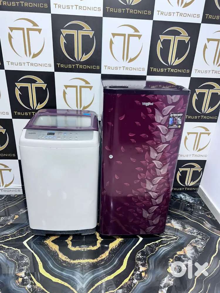 Wobble 6kg washing machine & whirlpool 190ltr fridge