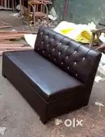Brown colour diamond button restaurant 2 seater sofa