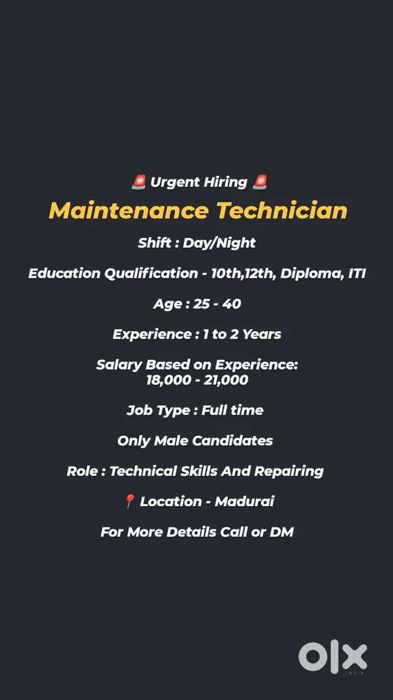 Maintenance Technician Wanted