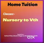 Home Tuition for nursery to 8th standard 2 hours daily