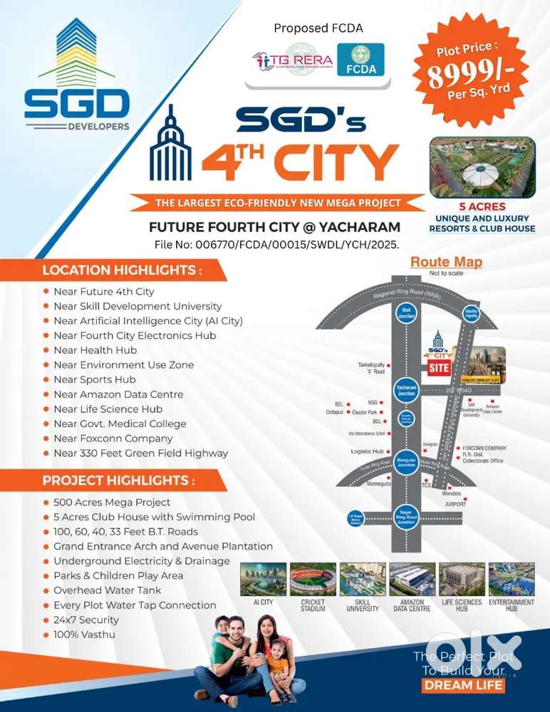 Just 9000/- per sq yrd near yacharam HMDA bank loan available