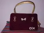 Red velvet pearl Handbag