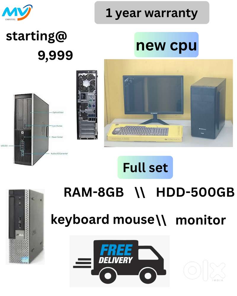 Ram - 8GB DDR3  Hard disk - 500GB  SSD - 128GB  Power Cable  All Basi