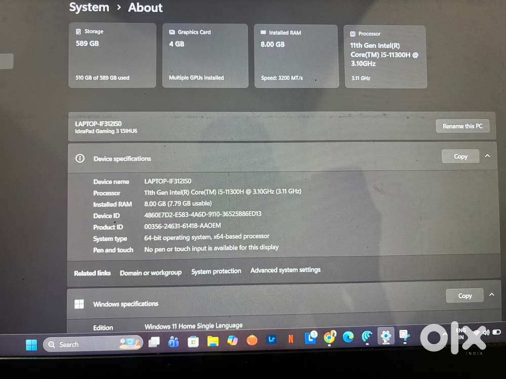 Gaming laptop - lenovo ideapad gaming 3  i5 11th generation GTX 1650