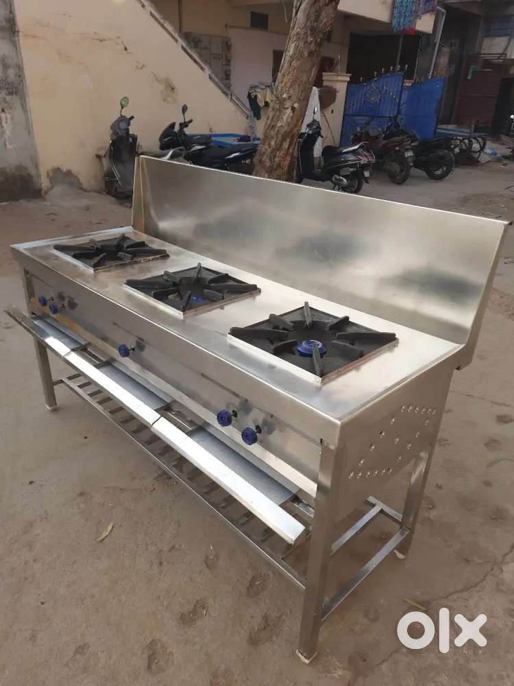 stainless steel 3-burner stove (indian or chinese) For Sale