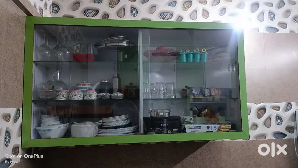 Wooden Cupboard With Glass Sliding