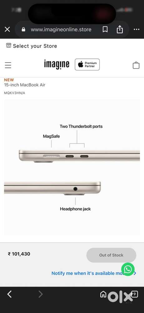 Macbook M2 15 inch 512 GB Gold color