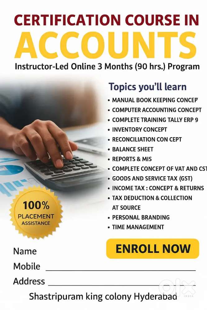 Accountant & ms office graphics designer and many more courses